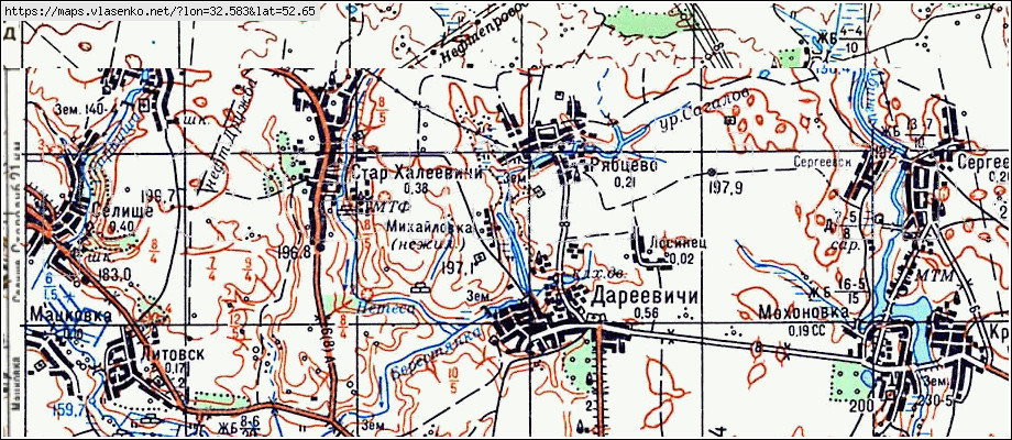 Карта РЯБЦЕВО, Брянская область, Стародубский район