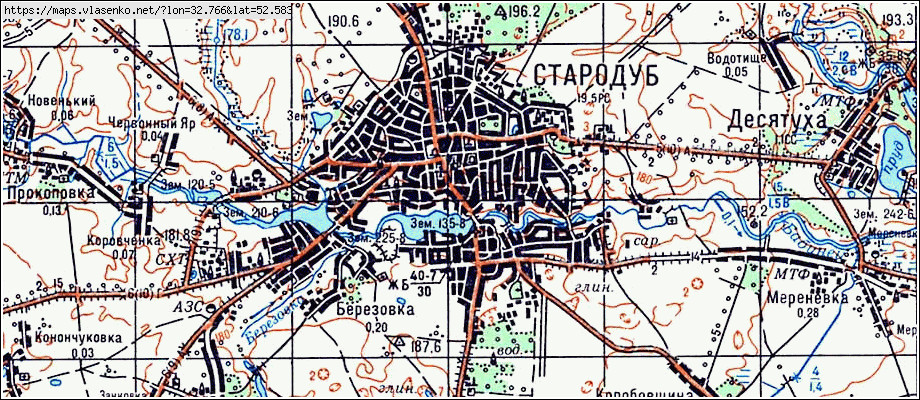 Карта СТАРОДУБ, Брянская область, Стародубский район