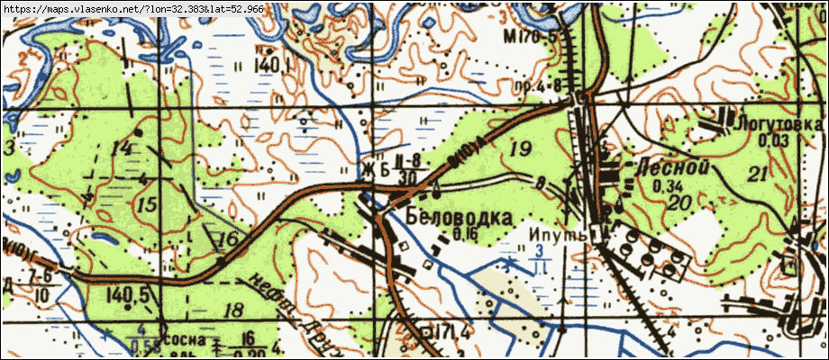 Карта БЕЛОВОДКА, Брянская область, Суражский район