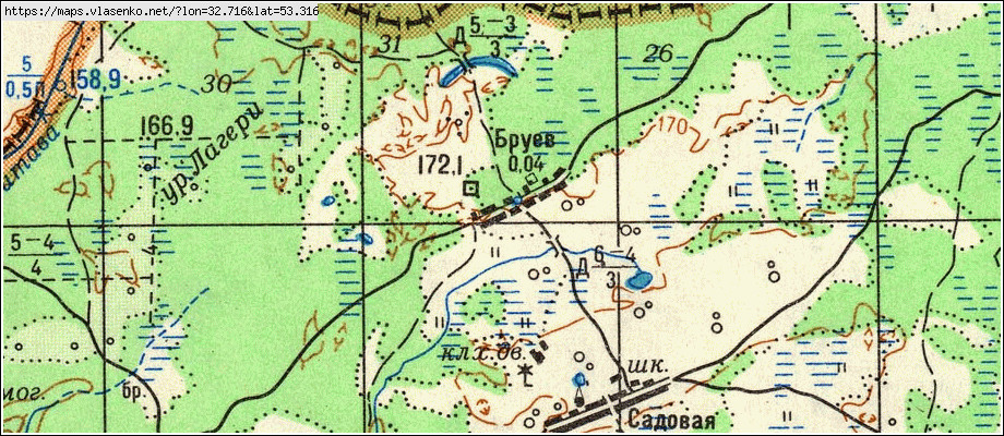 Карта БРУЕВ, Брянская область, Суражский район
