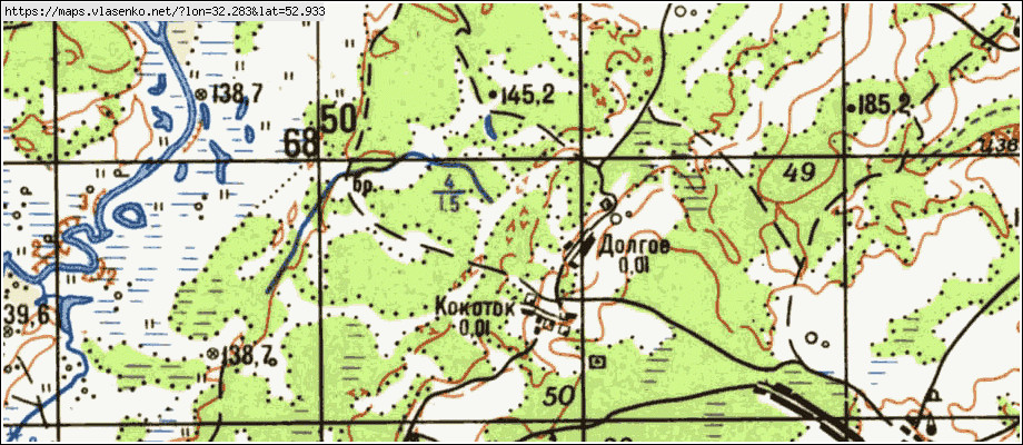Карта ДОЛГОЕ, Брянская область, Суражский район