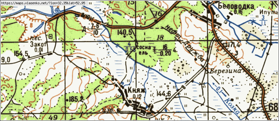 Карта КНЯЖ, Брянская область, Суражский район
