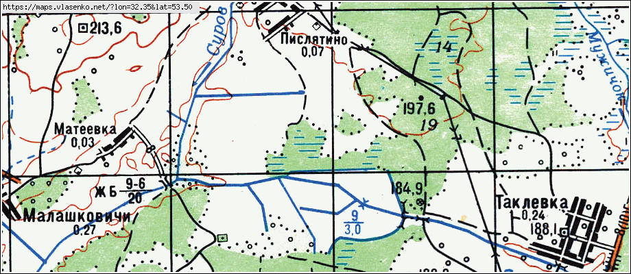 Карта РЕКТА, Брянская область, Суражский район