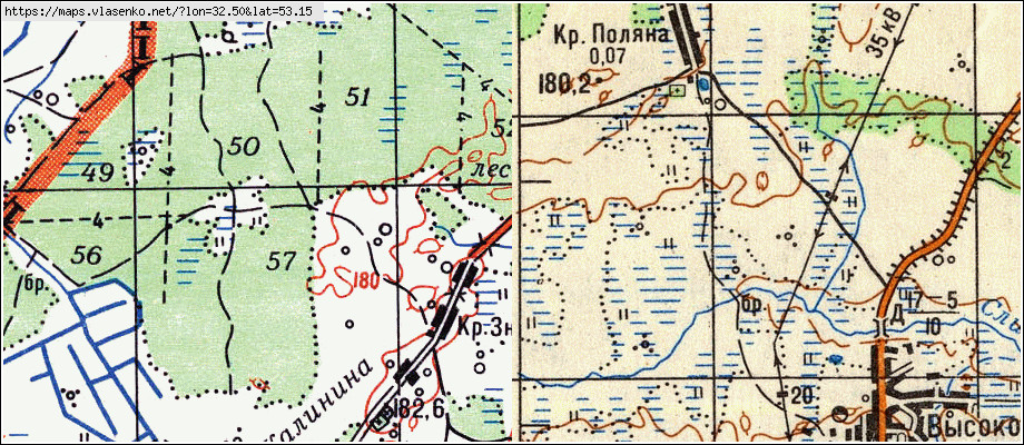 Карта РОСЛОВКА, Брянская область, Суражский район