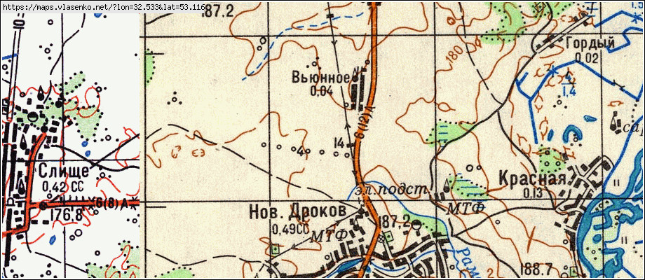 Карта ВЬЮННОЕ, Брянская область, Суражский район