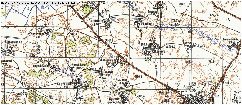 Карта АЛАДЬИНО, Брянская область, Трубчевский район