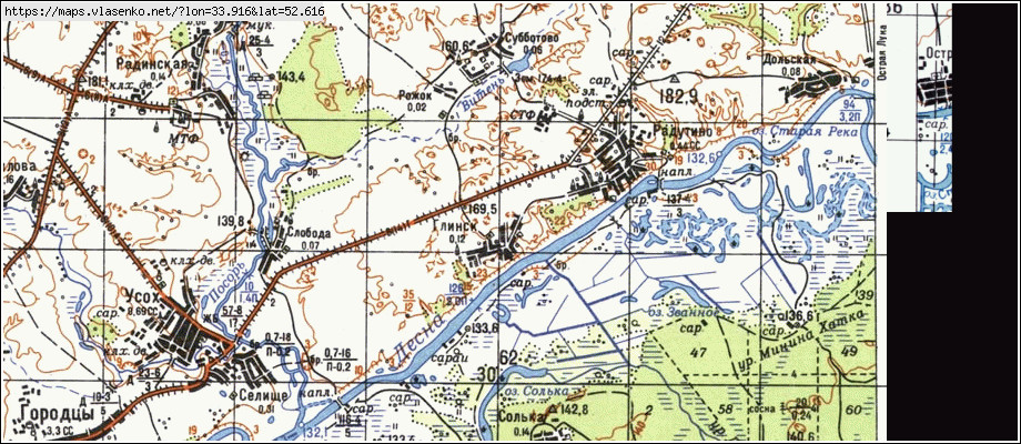 Карта ГЛИНСК, Брянская область, Трубчевский район