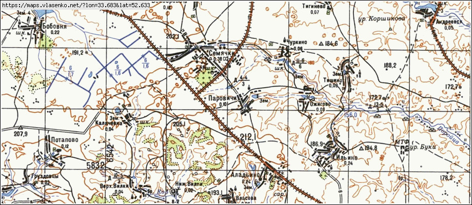 Карта ПАРОВИЧИ, Брянская область, Трубчевский район