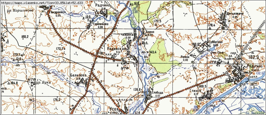 Карта РАДИНСКАЯ, Брянская область, Трубчевский район