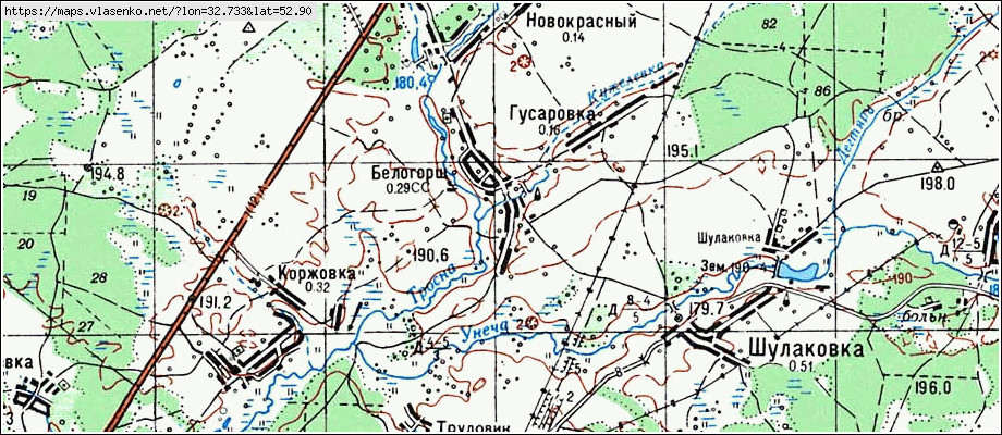 Карта БЕЛОГОРЩ, Брянская область, Унечский район