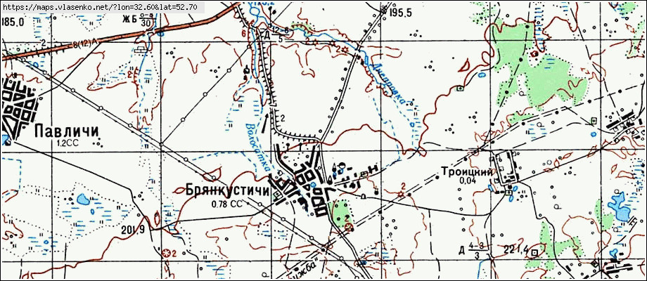 Карта БРЯНКУСТИЧИ, Брянская область, Унечский район