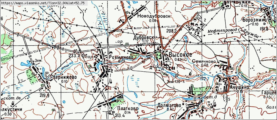 Карта ДУБРОВСК, Брянская область, Унечский район