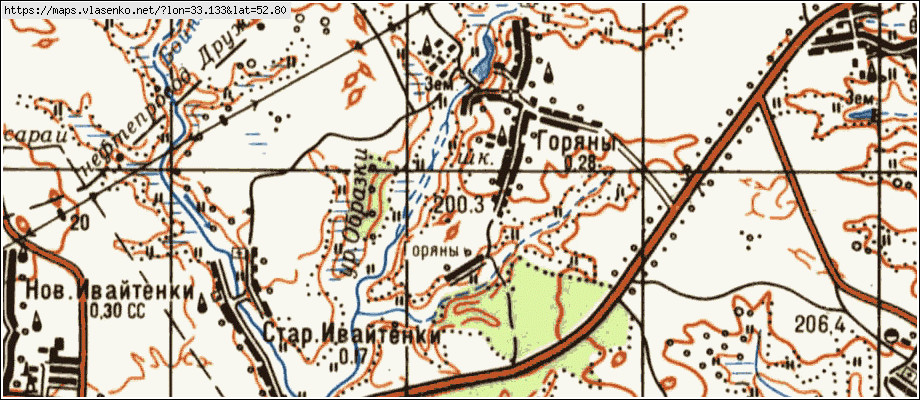 Карта ГОРЯНЫ, Брянская область, Унечский район