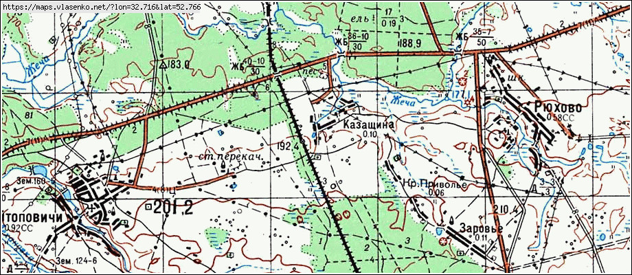 Карта КАЗАЩИНА, Брянская область, Унечский район