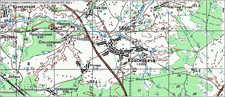 Карта КРАСНОВИЧИ, Брянская область, Унечский район