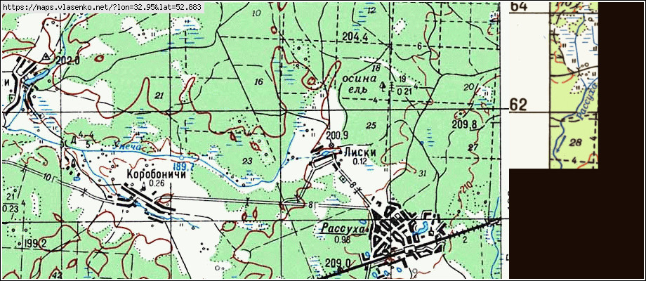Карта ЛИСКИ, Брянская область, Унечский район