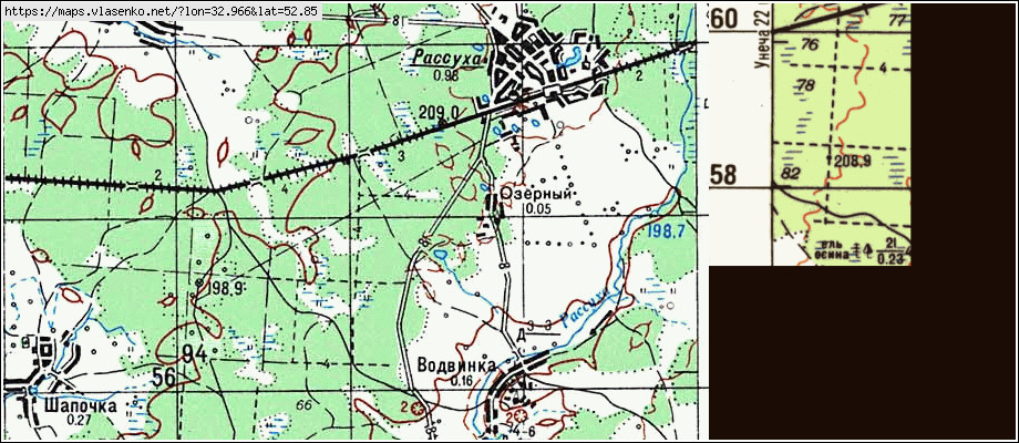Карта ОЗЕРНЫЙ, Брянская область, Унечский район