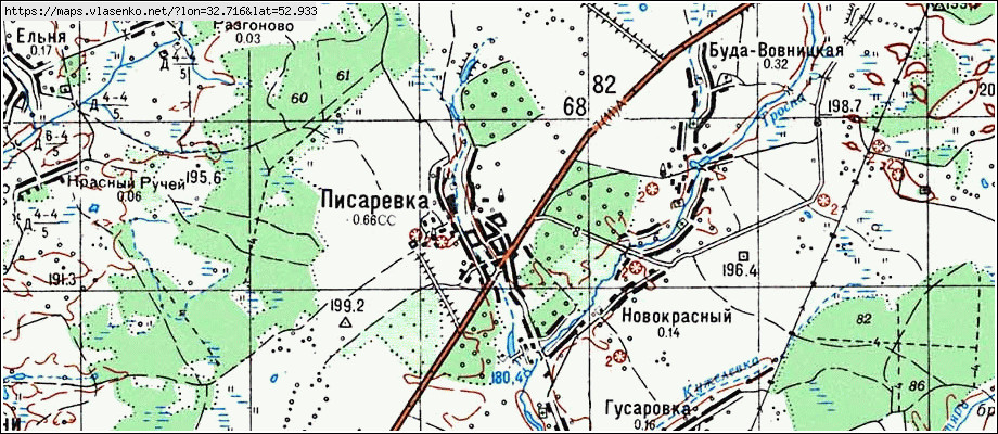 Карта ПИСАРЕВКА, Брянская область, Унечский район