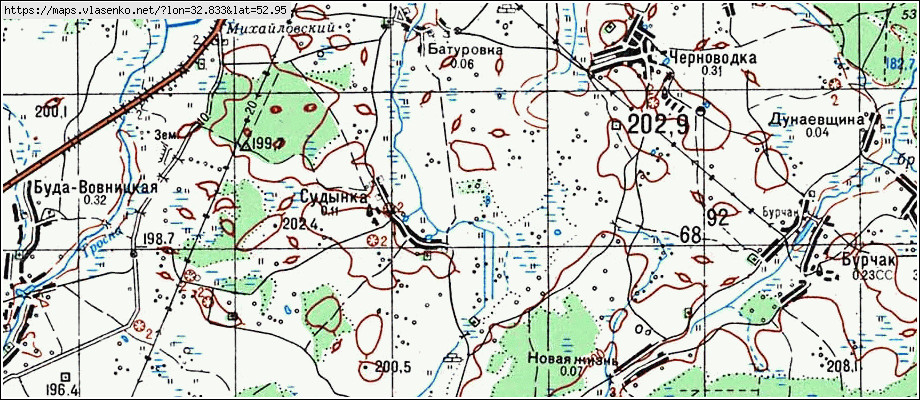 Карта СУДЫНКА, Брянская область, Унечский район
