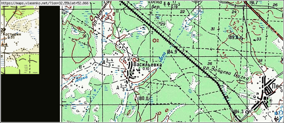 Карта ВАСИЛЬЕВКА, Брянская область, Унечский район