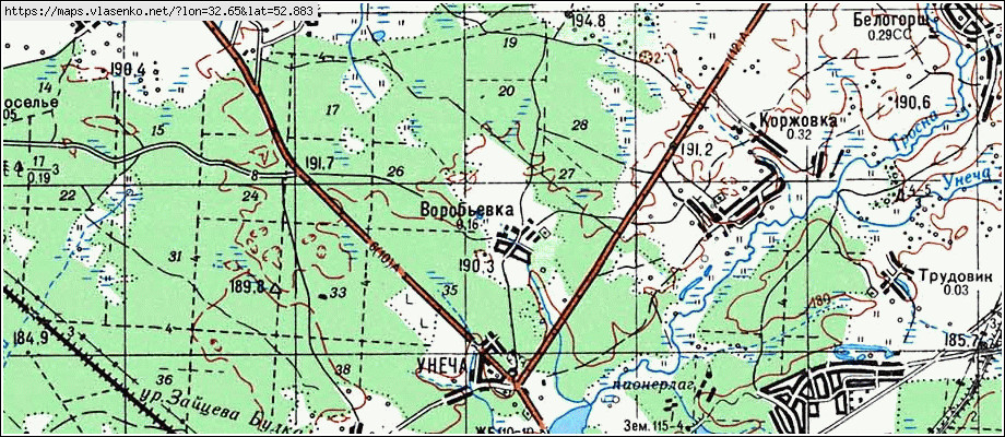Карта ВОРОБЬЕВКА, Брянская область, Унечский район