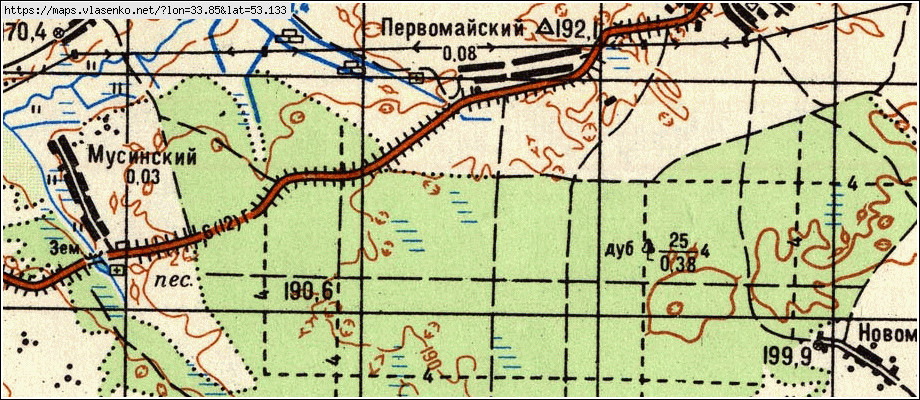 Карта ПЕРВОМАЙСКИЙ, Брянская область, Выгоничский район