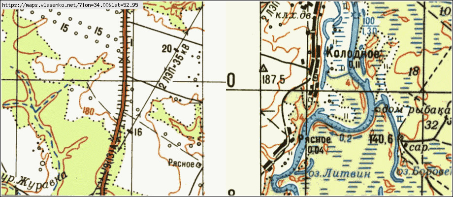 Карта РЯСНОЕ, Брянская область, Выгоничский район