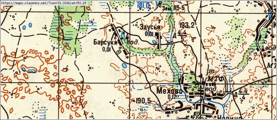 Карта БАРСУКИ, Брянская область, Жирятинский район