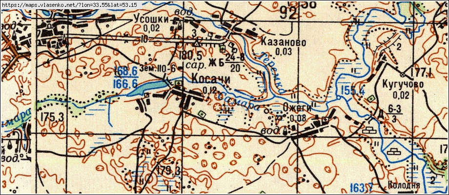 Карта КАЗАНОВО, Брянская область, Жирятинский район