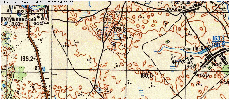 Карта КОСАЧИ, Брянская область, Жирятинский район