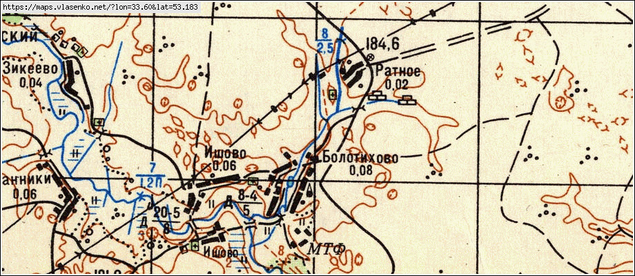 Карта РАТНОЕ, Брянская область, Жирятинский район