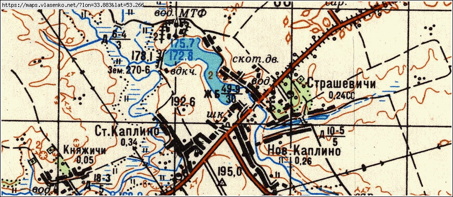Карта СТРАШЕВИЧИ, Брянская область, Жирятинский район