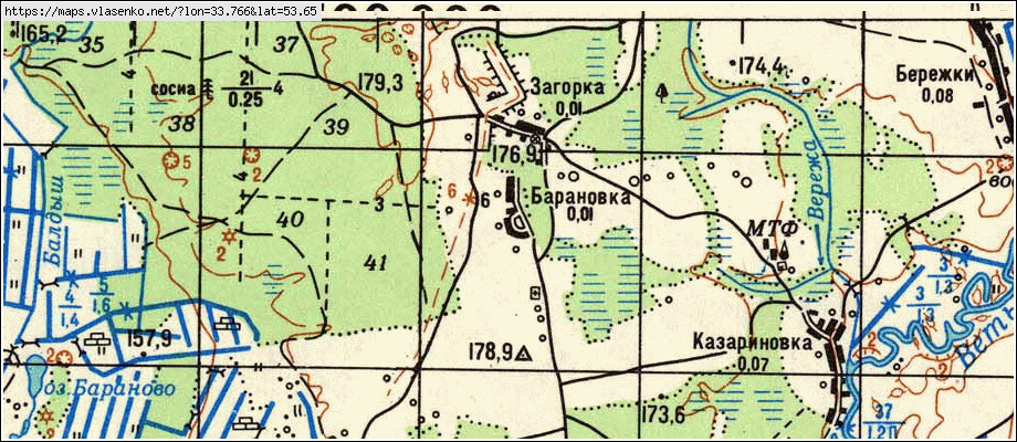 Карта БАРАНОВКА, Брянская область, Жуковский район