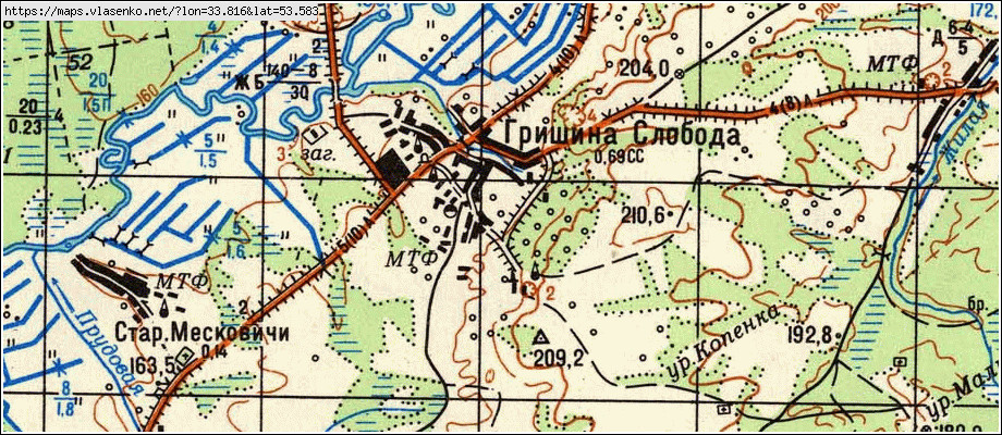 Карта ГРИШИНА СЛОБОДА, Брянская область, Жуковский район