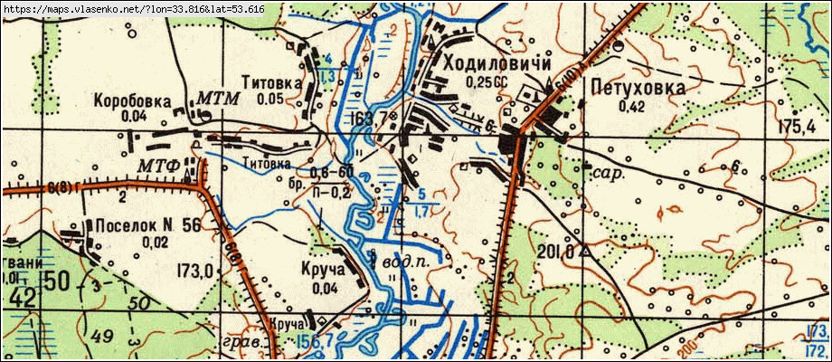 Карта ХОДИЛОВИЧИ, Брянская область, Жуковский район