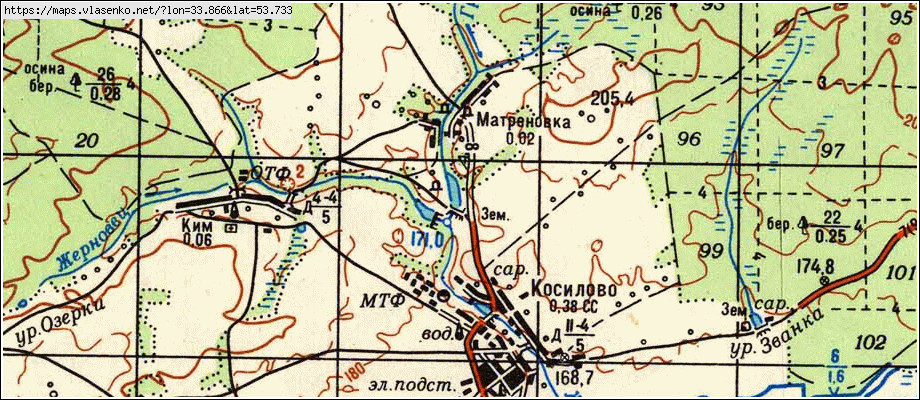 Карта МАТРЕНОВКА, Брянская область, Жуковский район