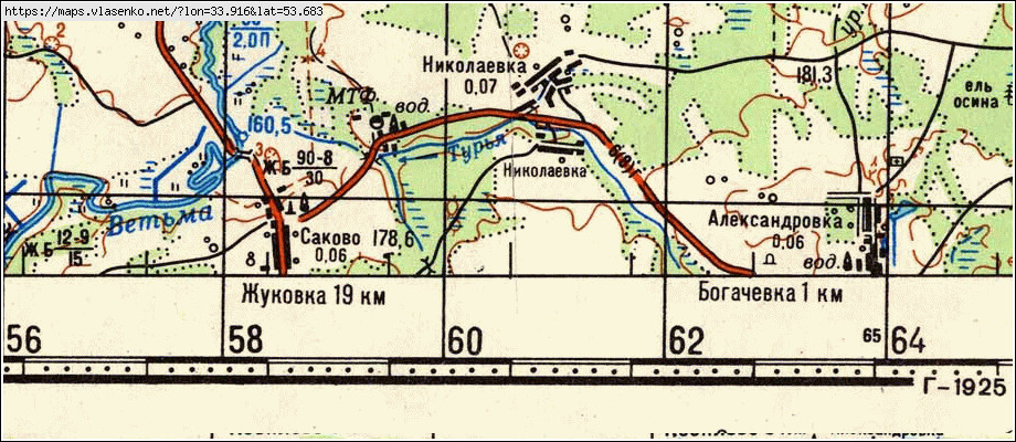 Карта НИКОЛАЕВКА, Брянская область, Жуковский район