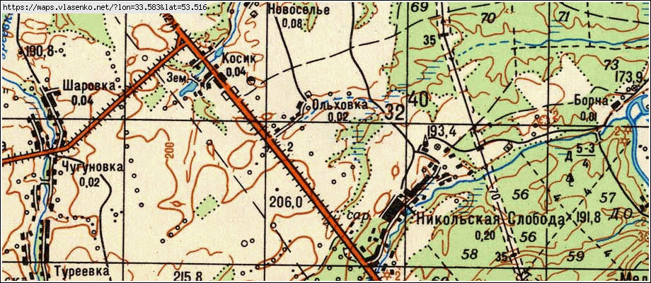 Карта ОЛЬХОВКА, Брянская область, Жуковский район