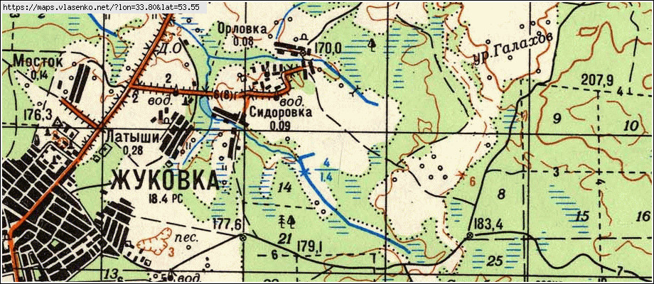 Карта ОРЛОВКА, Брянская область, Жуковский район