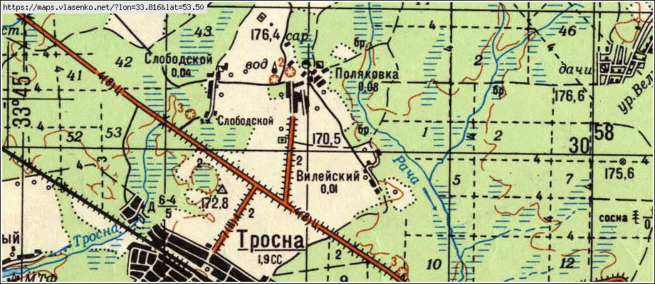 Карта ПОЛЯКОВКА, Брянская область, Жуковский район
