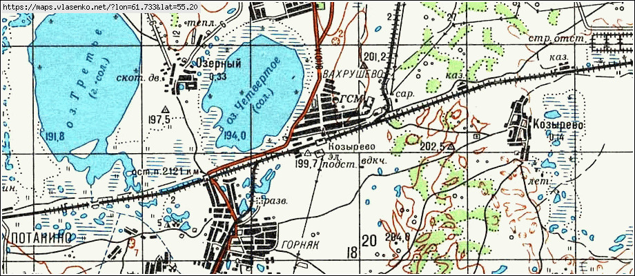 Карта копейска с поселками