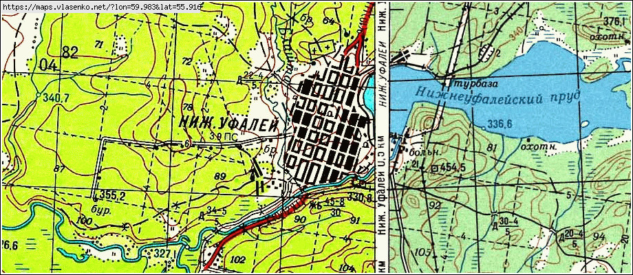 Топографическая карта верхний уфалей