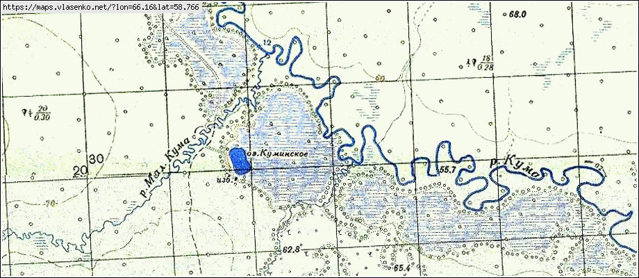Карта КУМИНСКИЙ, Ханты-Мансийский АО область, Кондинский район