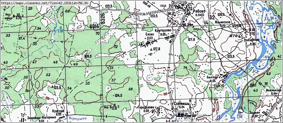 Карта елово спутник