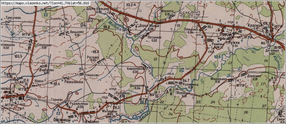 Карта ПОТАНИНО, Ивановская область, Палехский район