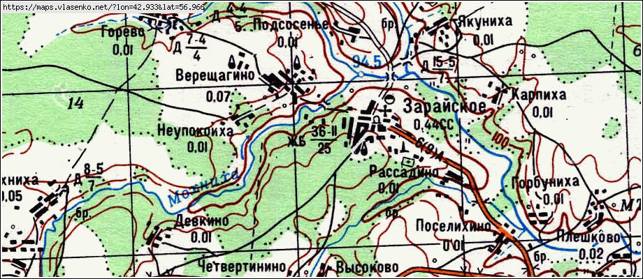 Карта ЗАРАЙСКОЕ, Ивановская область, Пучежский район