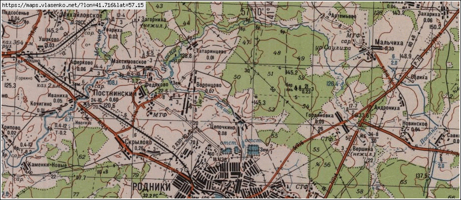 Карта кинешемского района подробная с деревнями 1950