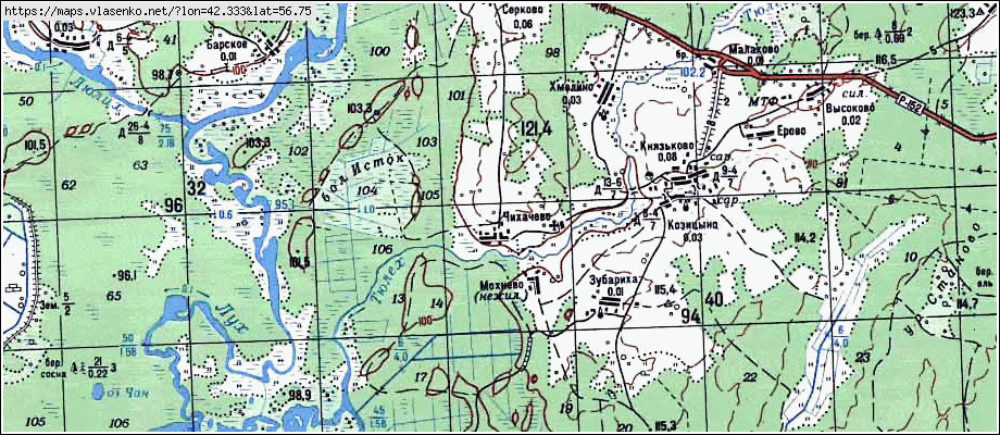 Карта ЧИХАЧЕВО, Ивановская область, Верхнеландеховский район