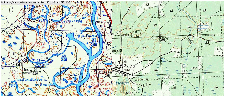 Карта ПОДЪЕЛОВО, Ивановская область, Южский район