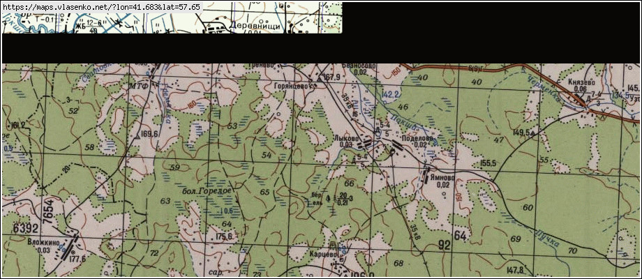 Карта ГОРЯНЦЕВО, Ивановская область, Заволжский район
